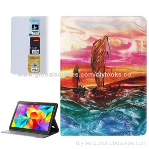 Sailing Boat Under the Setting Sun Pattern Horizontal Flip Leather Case